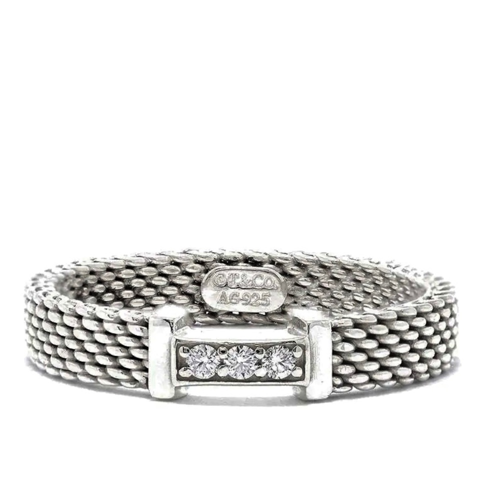 Tiffany& Co. Sommerset Sterling Silver Diamond Ring